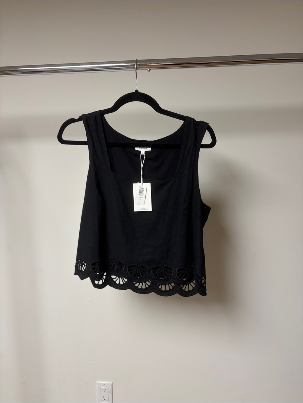 Z supply charlene embroidery top black